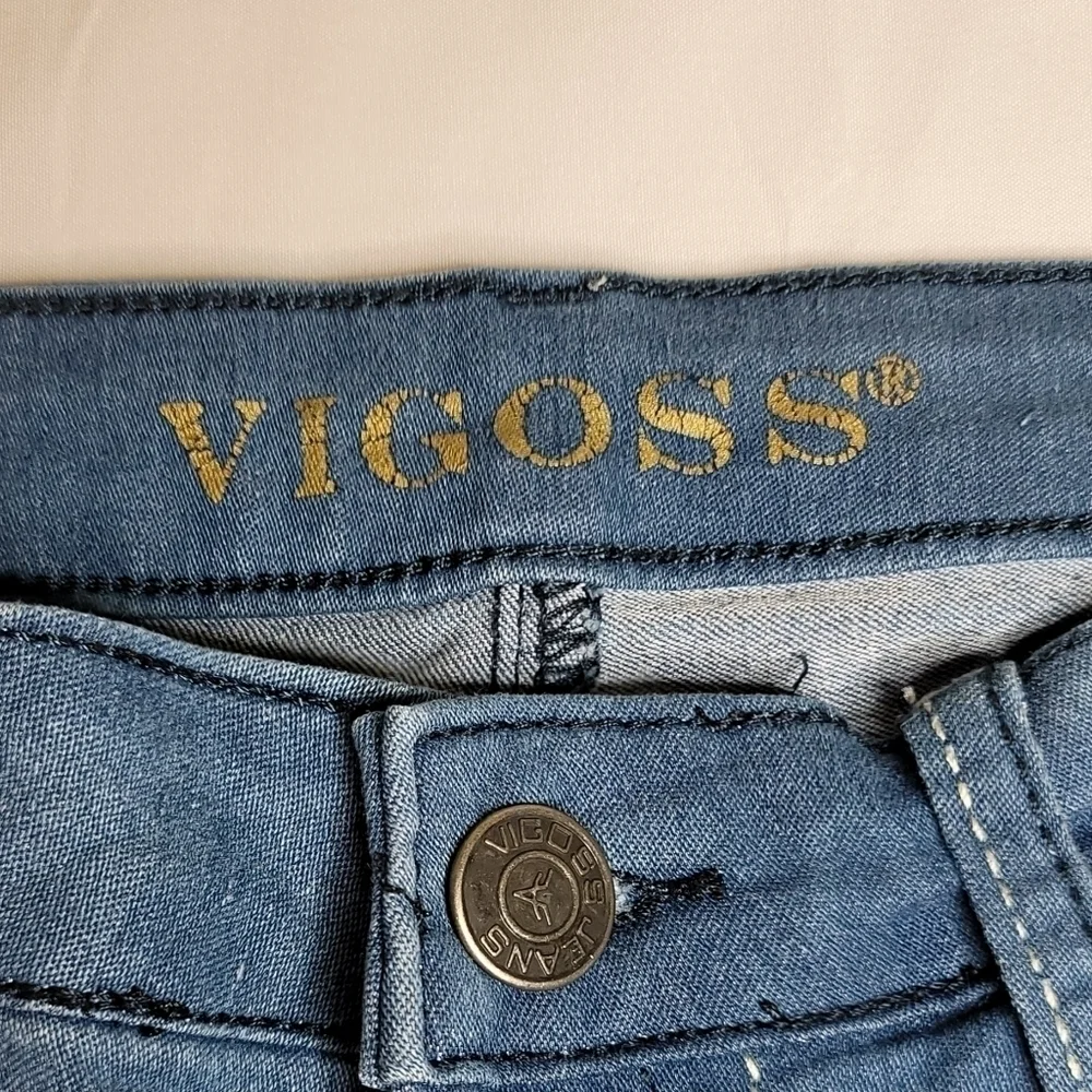 Vigoss The Jagger Skinny Light Wash Distressed Low Rise Girls Jeans Size 12